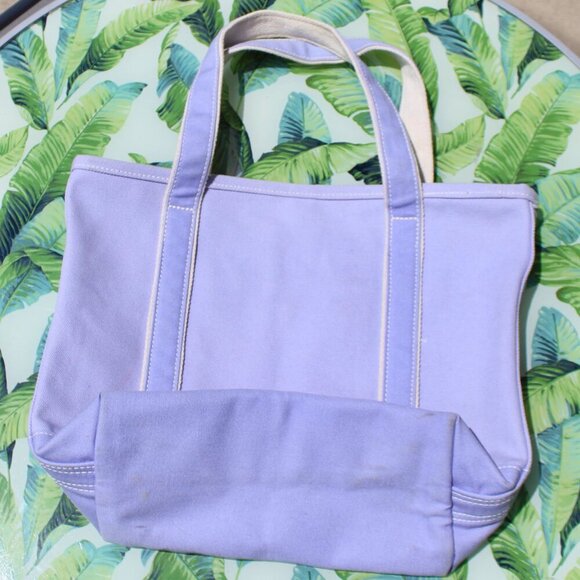 Lands' End Lavender Purple Medium Open Top Canvas Tote Bag Embroidered - Picture 3 of 4
